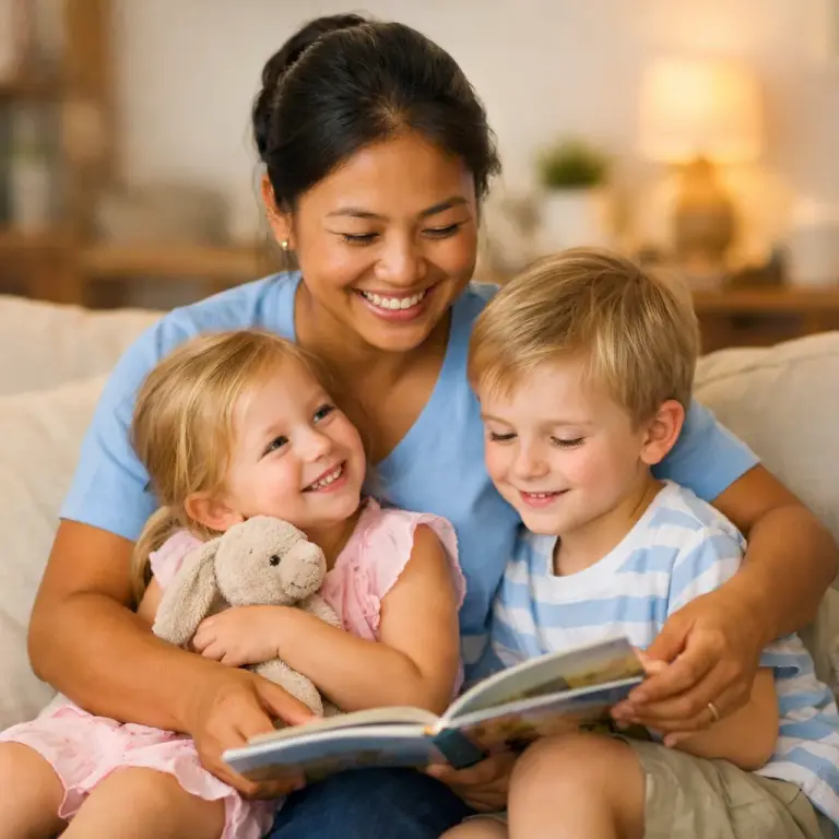 Nanny caring for a toddler at home in Thailand